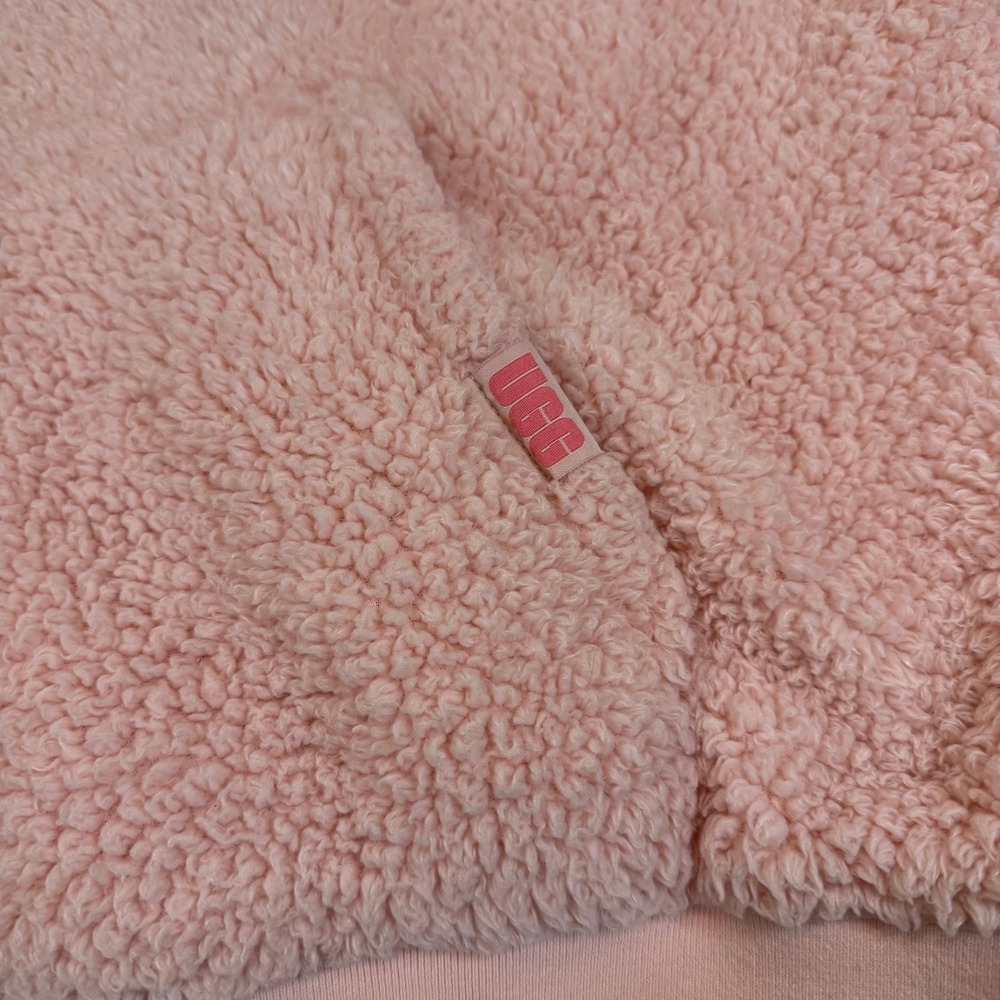 UGG Adeline Sherpa Hoodie Pink Faux Fur Oversized Sweatshirt Womens‎ Medium - Picture 6 of 7
